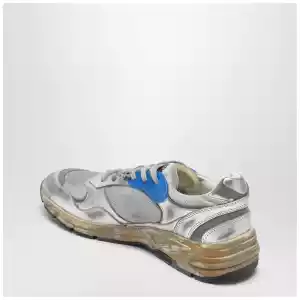 Golden Goose Dad-Star Sneakers in silver laminated leather and mesh