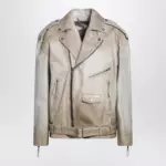 Golden Goose Beige leather Phoebe jacket