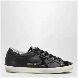 Golden Goose Super-star black low trainer with rhinestones