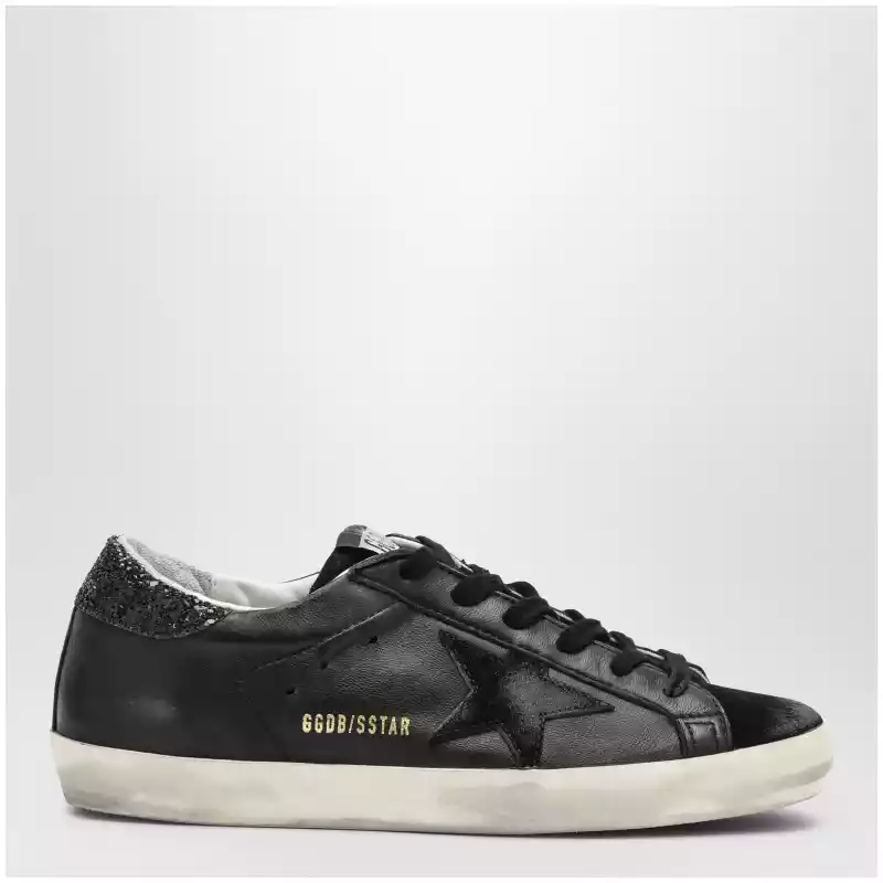 Golden Goose Super-star black low trainer with rhinestones