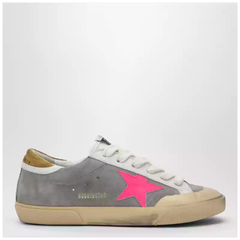 Golden Goose Super-Star Sneakers in taupe/fuchsia/ochre