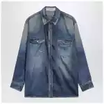 Golden Goose Blue oversized Patty shirt with denim print