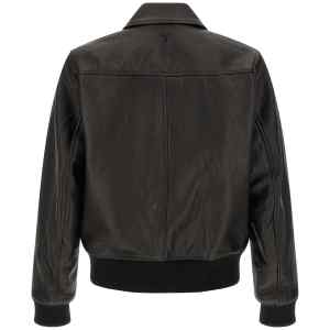 Ami Paris Ami De Coeur Leather Bomber Jacket