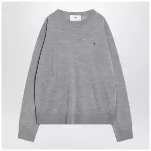 Ami Paris Gray Ami De Coeur sweater in wool and silk