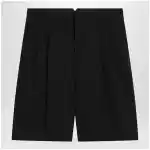 Ami Paris Black pleated bermuda shorts in cotton