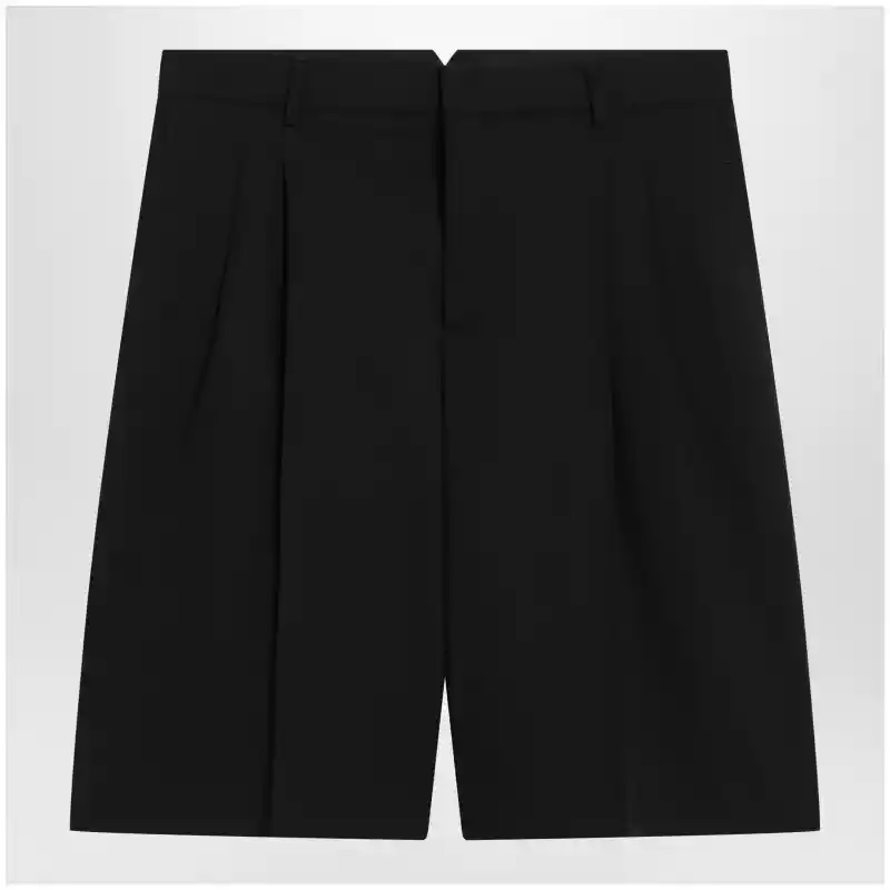 Ami Paris Black pleated bermuda shorts in cotton