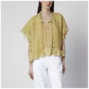 ISABEL MARANT Étoile Ochre Payton cotton blouse with floral lace