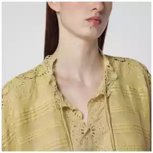 ISABEL MARANT Étoile Ochre Payton cotton blouse with floral lace