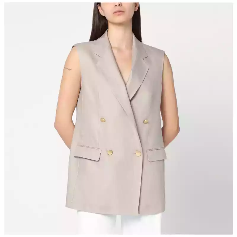 Tagliatore Beige double-breasted linen vest