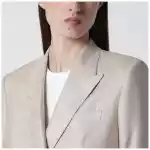 Tagliatore Beige silk double-breasted jacket