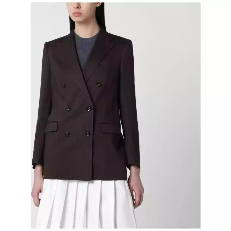 Tagliatore Brown linen-blend double-breasted jacket