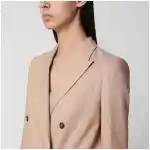 Tagliatore Beige double-breasted pinstripe linen-blend jacket