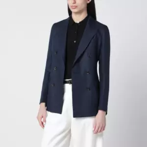 Tagliatore Navy blue double-breasted linen jacket