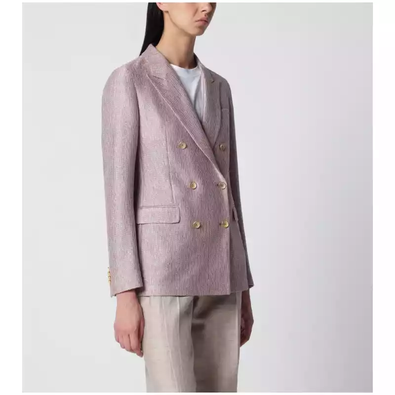 Tagliatore Pink double-breasted cotton jacket