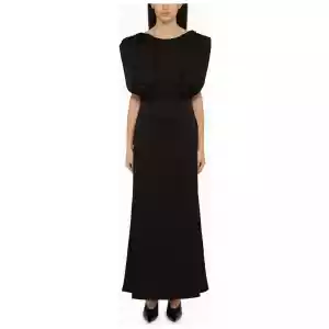 Jil Sander Long dress with black ruffles
