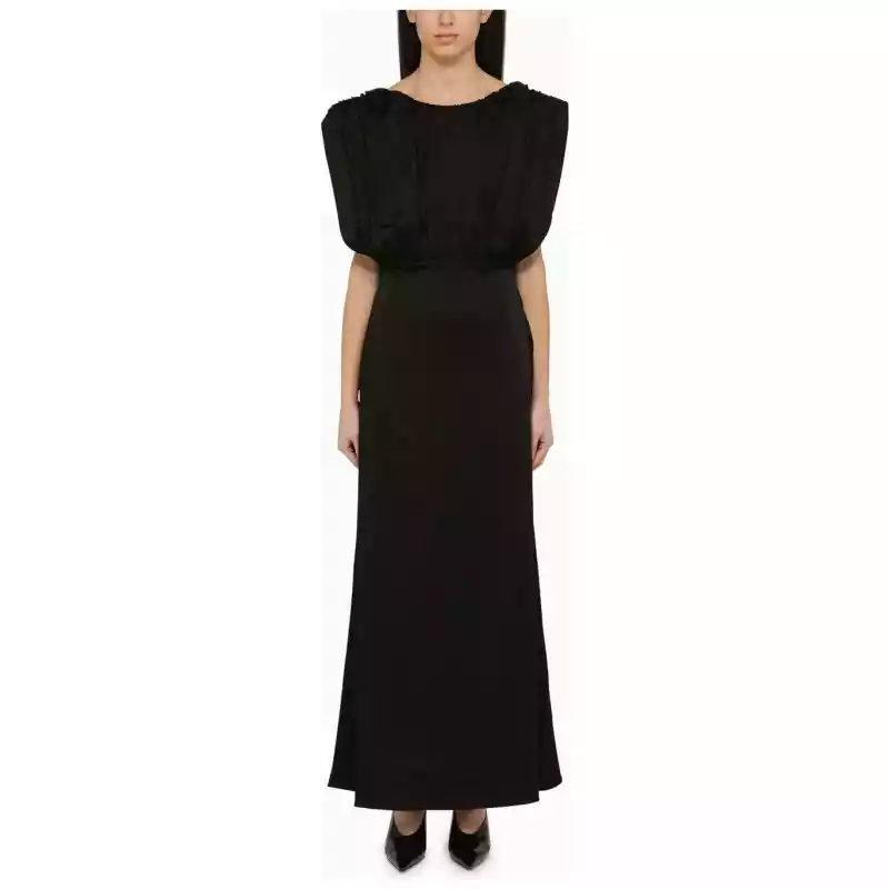 Jil Sander Long dress with black ruffles