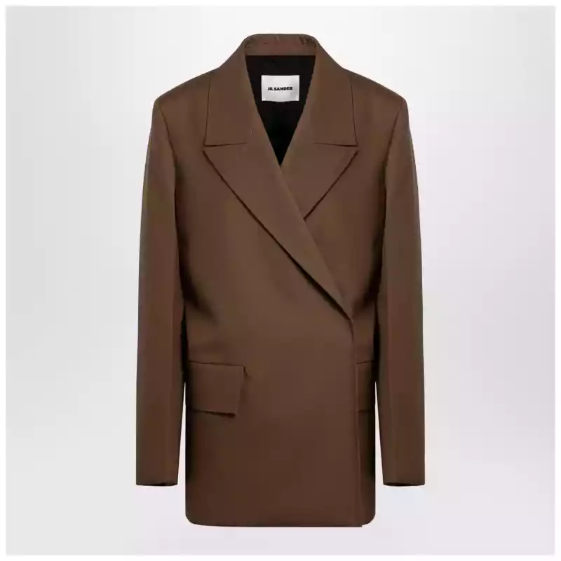 Jil Sander Brown wool double-breasted jacket