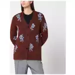 Jil Sander Brown cardigan with floral inlay
