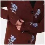 Jil Sander Brown cardigan with floral inlay