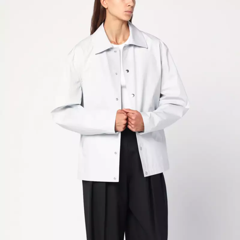 Jil Sander Light grey cotton taffeta jacket with logo
