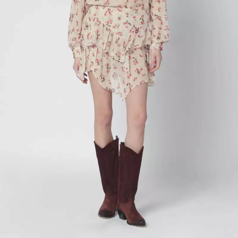 ISABEL MARANT Étoile Lolita beige mini skirt with floral print