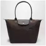 Longchamp Mocha coloured Le Pliage Green L bag
