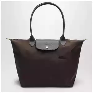 Longchamp Mocha coloured Le Pliage Green L bag