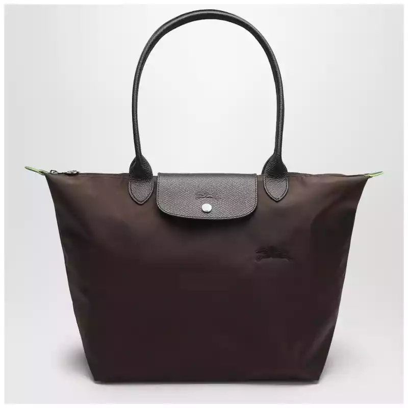 Longchamp Mocha coloured Le Pliage Green L bag