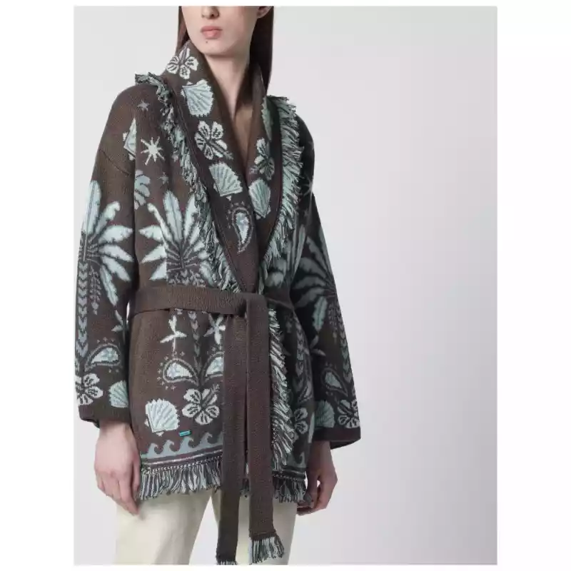 Alanui Echoes Of The Island brown/aquamarine cardigan