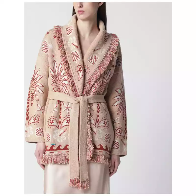 LWHB064R26KNI003_S_ALANU-61OF.a Alanui Echoes Of The Island sand-colored cardigan
