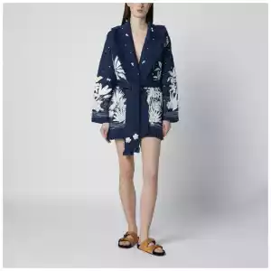 Alanui Postcard From Paradise cardigan Deep Blue/White Pearl