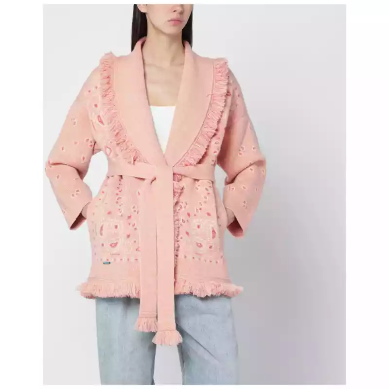 Alanui Salmon pink paisley cardigan