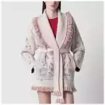Alanui Beige/coral bandana jacquard cardigan