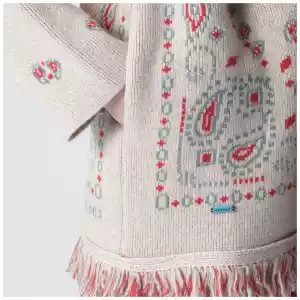 Alanui Beige/coral bandana jacquard cardigan