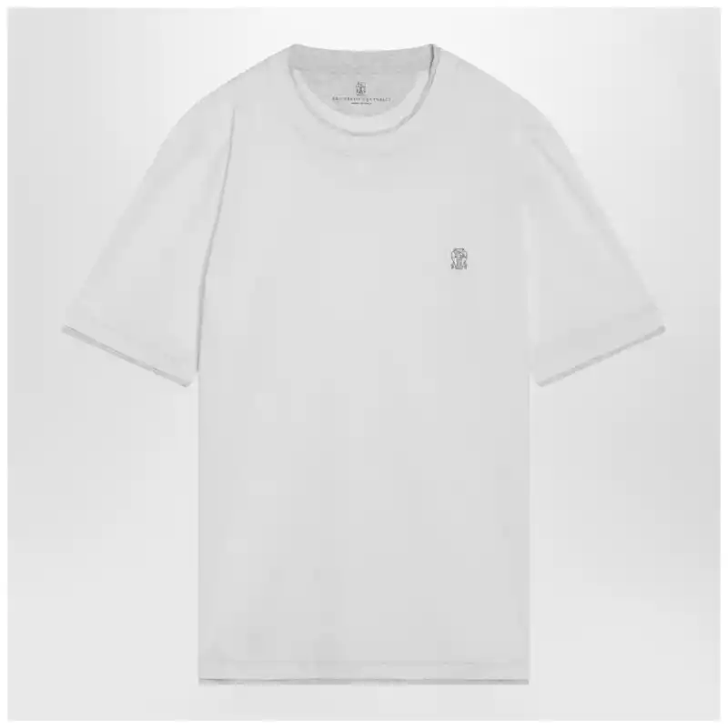 Brunello Cucinelli White T-shirt with faux layering effect