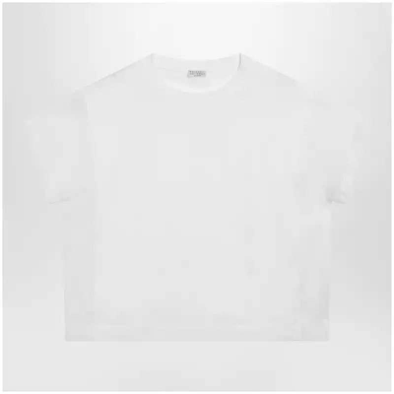 Brunello Cucinelli T-shirt in cotton jersey and organza in white