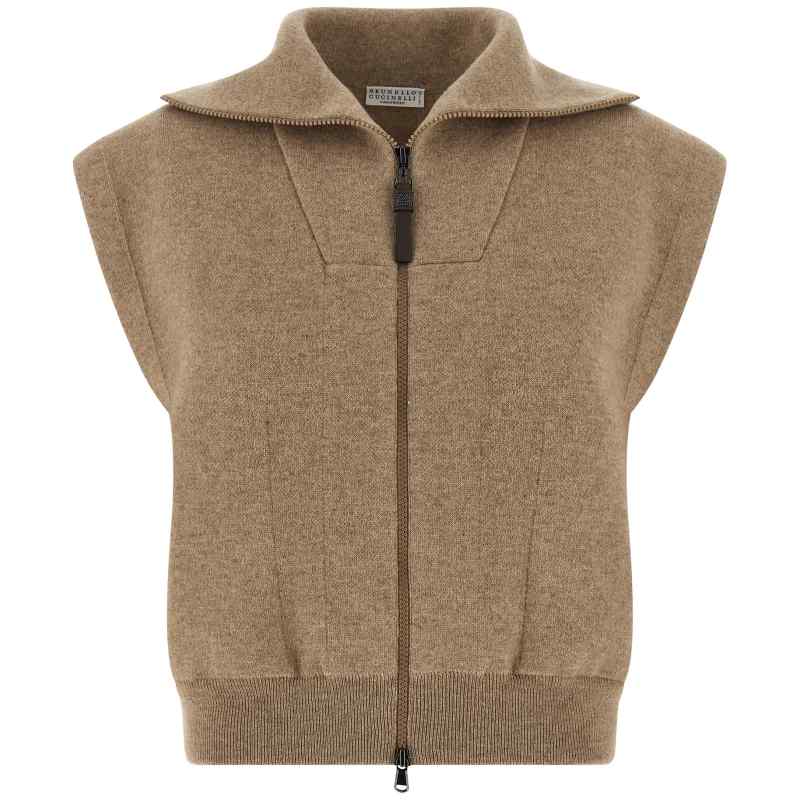 Brunello Cucinelli Shiny Zipper Pull Vest