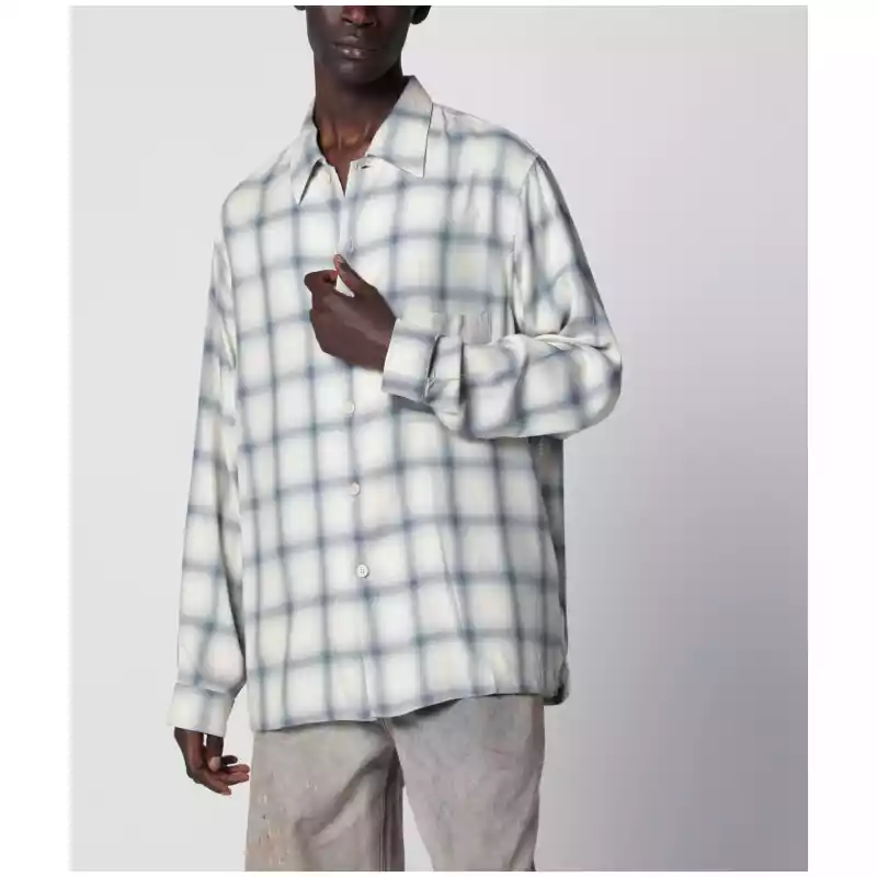 Our Legacy White shirt with check pattern in viscose