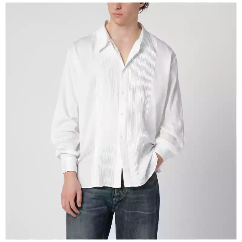 M2262PICO_S_OLEGA-IC.a Our Legacy Ivory shirt with pleats on the front and collar