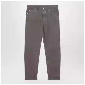 Brunello Cucinelli Beige vintage-effect jeans with turn-up hem