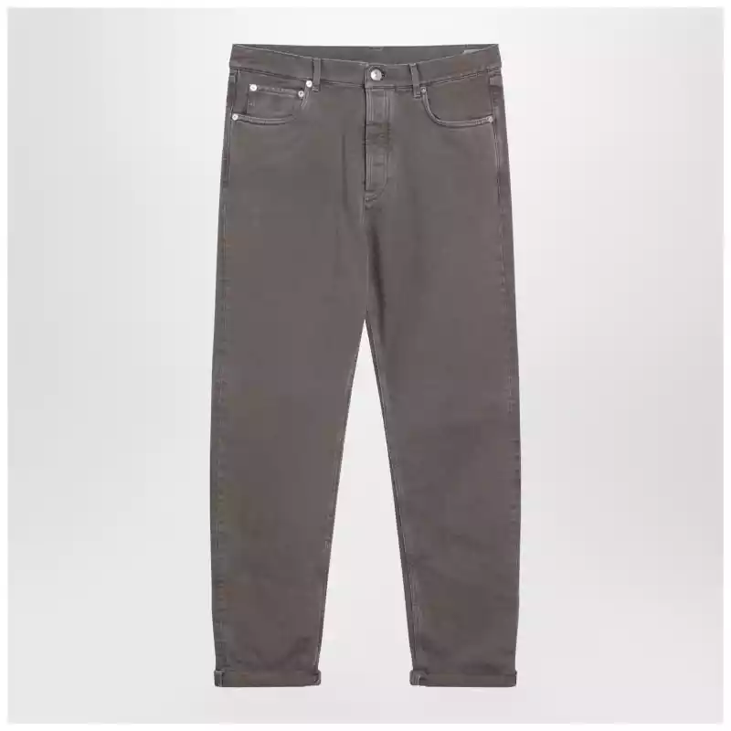 M237PO1090DE_S_CUCIN-C7503.x Brunello Cucinelli Beige vintage-effect jeans with turn-up hem