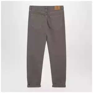Brunello Cucinelli Beige vintage-effect jeans with turn-up hem