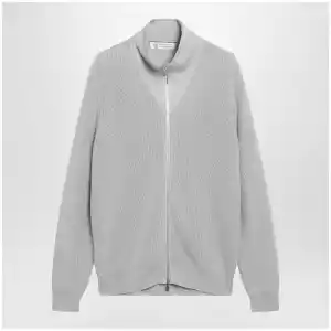 Brunello Cucinelli Jute-colored cotton zip-up cardigan