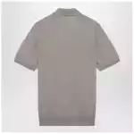 Brunello Cucinelli Light brown cotton knit polo shirt