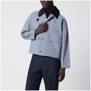 Barbour Light blue washed Spey jacket in cotton blend