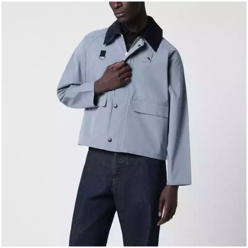 Barbour Light blue washed Spey jacket in cotton blend