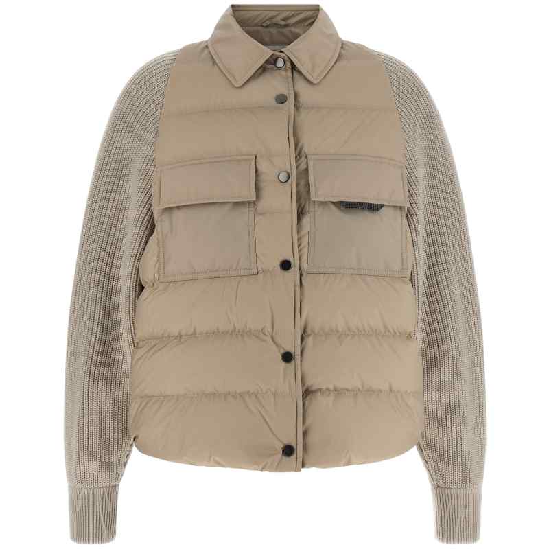 Brunello Cucinelli Shiny Flap Detail Down Jacket