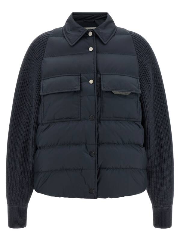 Brunello Cucinelli Shiny Flap Detail Down Jacket