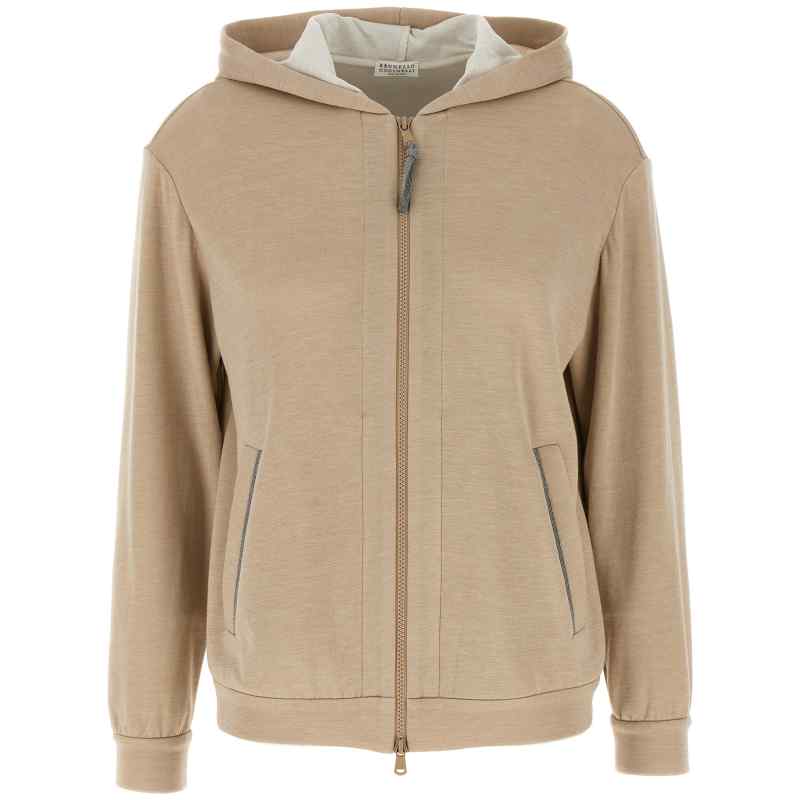 Brunello Cucinelli Precious Zipper Pull Hoodie