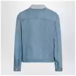 Brunello Cucinelli Blue denim jacket with suede collar